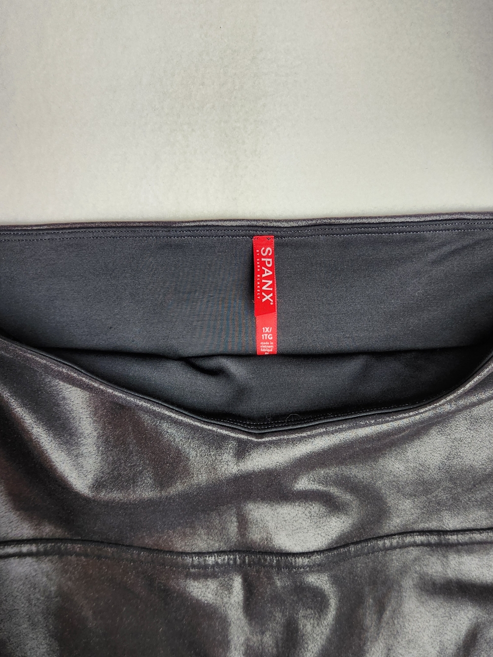 SPANX Black Faux Leather Moto-Style Leggings - Picture 4 of 7